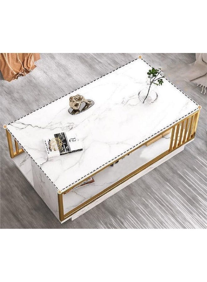 DubaiGallery Modern Rectangular Coffee Table with Display Shelf, Durable White Surface and Wooden Structure, Multi-Purpose Center Table for Living Room, Reception, or Sitting Area - Image 3